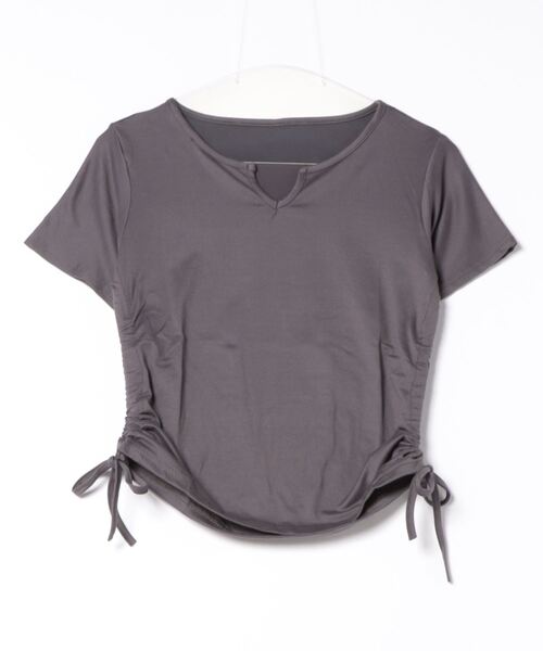 MAISON DE THERESE tシャツ サイドシャーリング ネックVカット