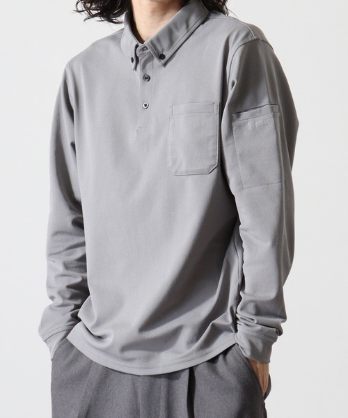 グレーの長袖ポロシャツ FUNALIVE（ファンアライブ） ポロシャツ ドライカノコ長袖ポロシャツ