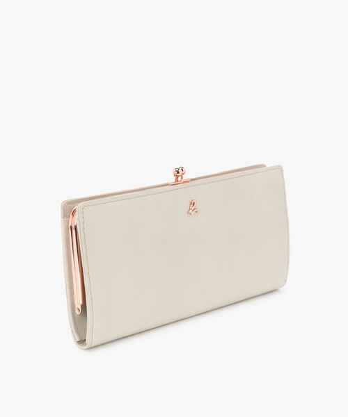 agnes b. アニエスベー 長財布 ベージュ 財布 フラップ ガラスレザー agnes b.（アニエスベー） 財布 ガラスレザー ロングウォレット