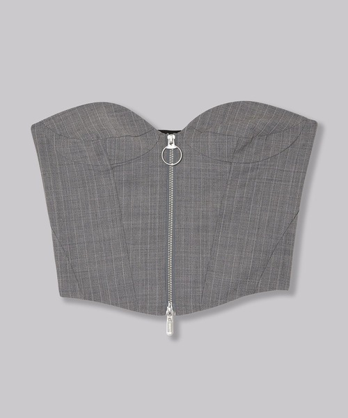 チューブトップ ベアトップ T/Ｗ FRONT ZIP BUSTIER/ TWフロントジップビスチェ THINGS THAT MATTER チューブトップ ベアトップ T/W FRONT ZIP