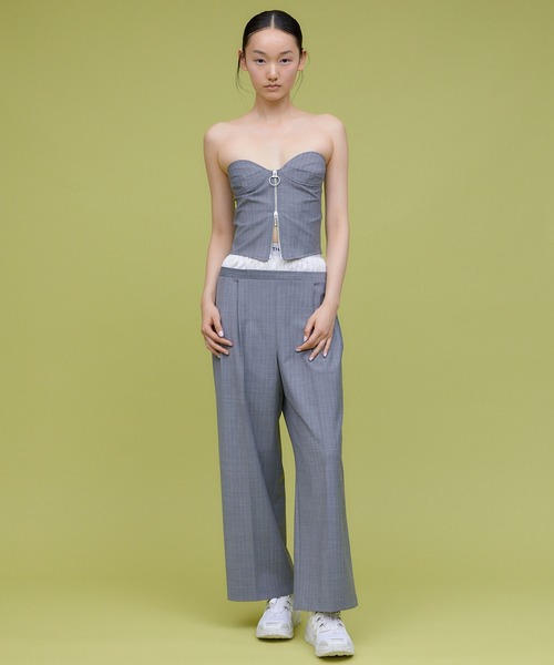 チューブトップ ベアトップ T/Ｗ FRONT ZIP BUSTIER/ TWフロントジップビスチェ THINGS THAT MATTER チューブトップ ベアトップ T/W FRONT ZIP