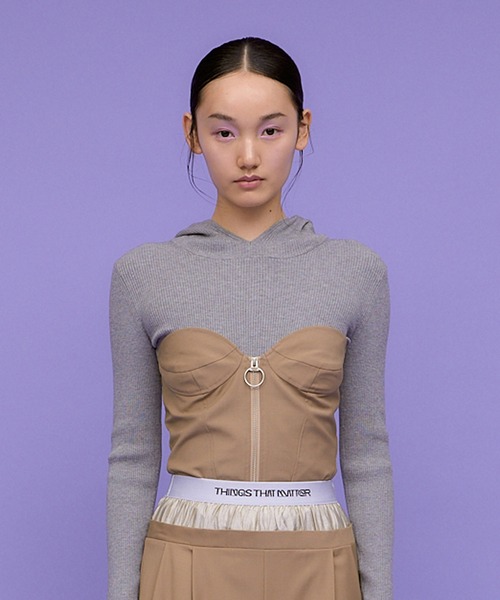 チューブトップ ベアトップ T/Ｗ FRONT ZIP BUSTIER/ TWフロントジップビスチェ THINGS THAT MATTER チューブトップ ベアトップ T/W FRONT ZIP