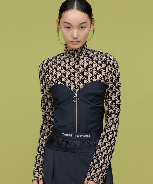 チューブトップ ベアトップ T/Ｗ FRONT ZIP BUSTIER/ TWフロントジップビスチェ THINGS THAT MATTER チューブトップ ベアトップ T/W FRONT ZIP