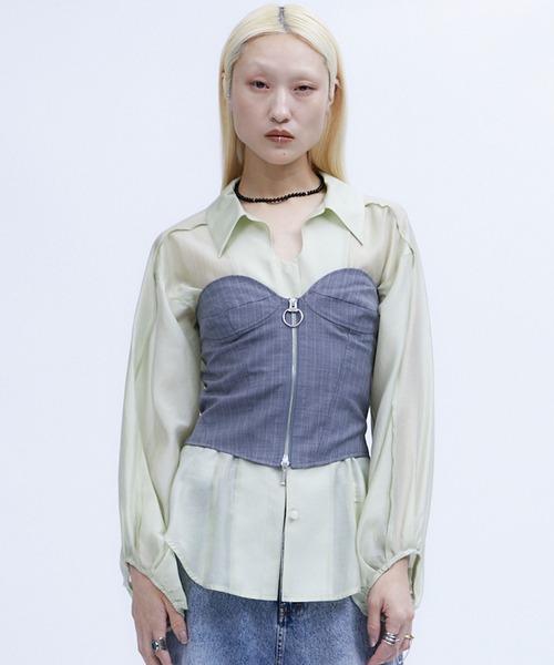 チューブトップ ベアトップ T/Ｗ FRONT ZIP BUSTIER/ TWフロントジップビスチェ THINGS THAT MATTER チューブトップ ベアトップ T/W FRONT ZIP