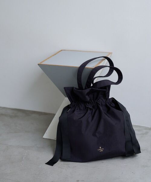 【今大人気☆】LANVIN ギャザートート コンパクトに折りたためる LANVIN en Bleu トートバッグ グログランギャザートートバッグ