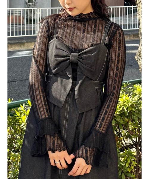 tシャツ Wフレアスリーブレースtops レディース