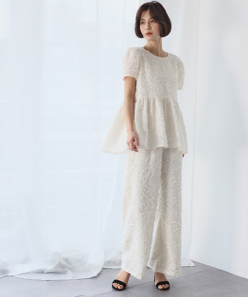 ELFRANK セットアップ シアージャガードティアードチュニックブラウス