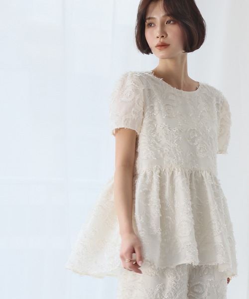ELFRANK セットアップ シアージャガードティアードチュニックブラウス