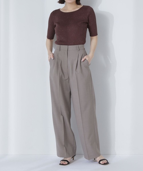 NATURAL BEAUTY BASIC パンツ リネンライク SETUP ワイド