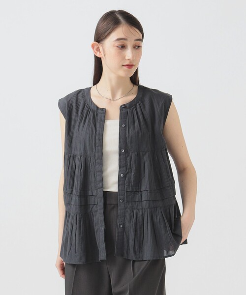 ブラウス シャツ インド 2WAY ストライプ ブラウス（S〜M） レディース B：MING by BEAMS ブラウス シャツ インド 2WAY ストライプ