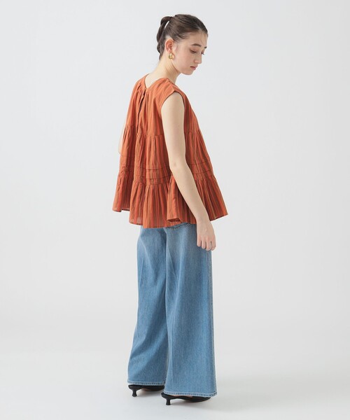 B：MING by BEAMS ブラウス シャツ インド 2WAY ストライプ