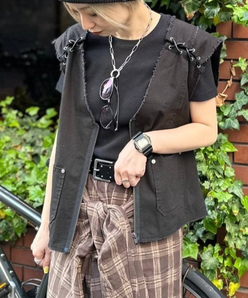 JEANASIS ベスト ジレ レースアップワークベスト/411910