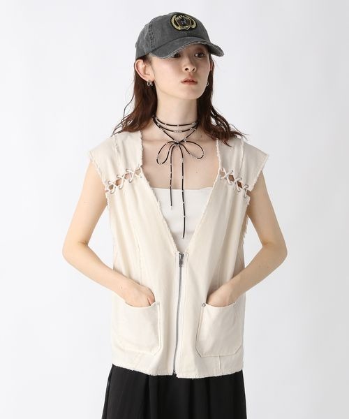 【4/28限定価格！】JEANASIS レースアップワークベスト JEANASIS｜レースアップワークベスト | Rakuten Fashion(楽天