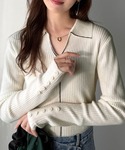 ニット セーター 首元の抜けで細見え。インナー...の詳細画像5