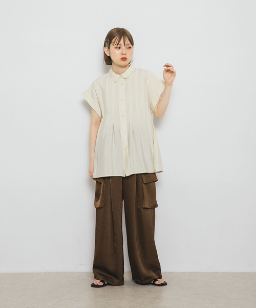 KBF（ケービーエフ） ブラウス シャツ スリーブレスタックフレア