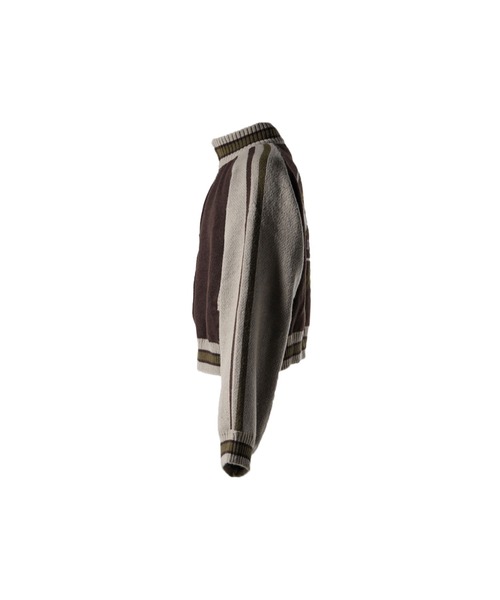ニット セーター KNITTED BOMBER WITH BACK ARTWORK - BROWN レディース ニット セーター KNITTED BOMBER WITH BACK ARTWORK - BROWN