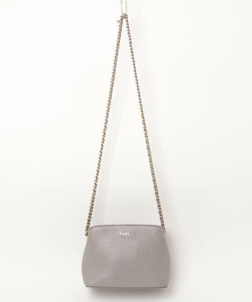 FURLA 「FURLA」 ワンポイントショルダーバッグ - グレー FURLA 「FURLA」 ワンポイントショルダーバッグ - グレー