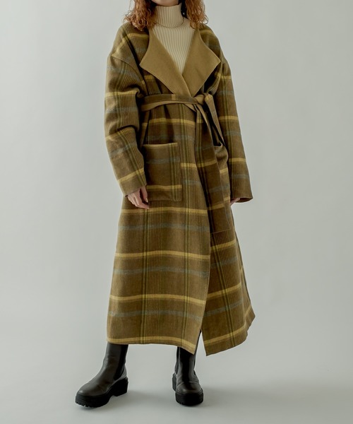 「mystic」 ノーカラーコート - ベージュ レディース_画像3