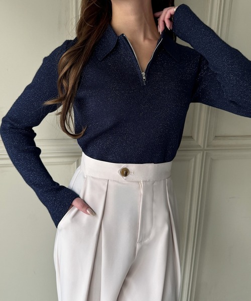 「JUNOAH」 長袖ニット MEDIUM ブラウン系その他 レディース_画像6