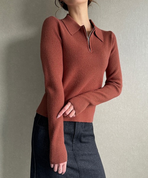 「JUNOAH」 長袖ニット MEDIUM ブラウン系その他 レディース_画像8