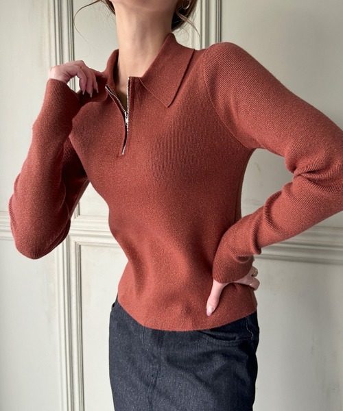 「JUNOAH」 長袖ニット MEDIUM ブラウン系その他 レディース_画像9