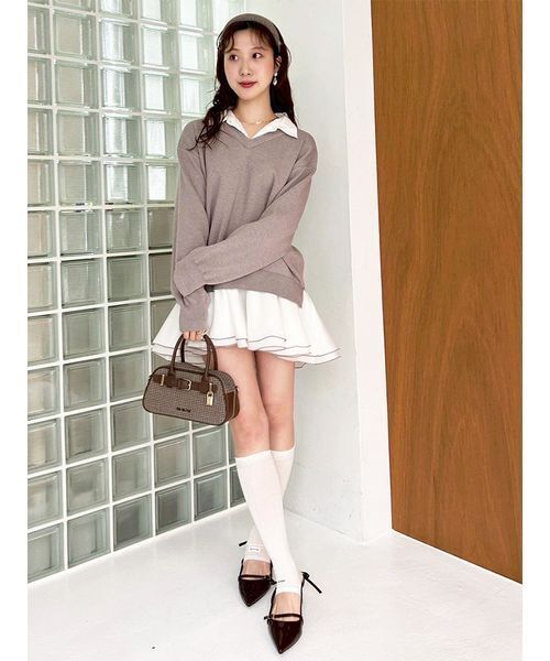 LILY BROWN シャツドッキングニットワンピース LILY BROWN（リリーブラウン）の「シャツドッキングニット