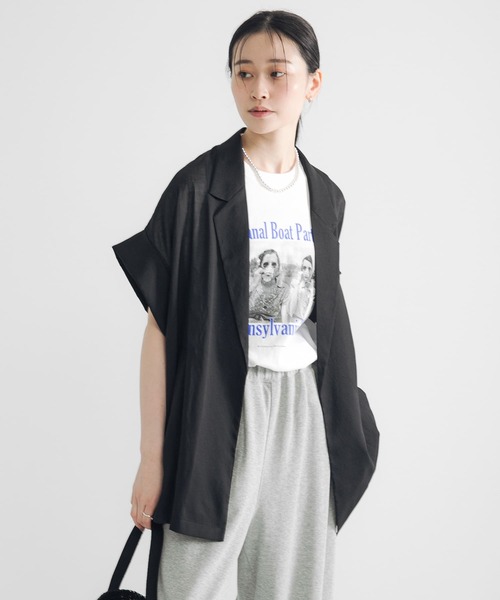 アーバンリサーチ　ハーフスリーブジャケット　CHARCOAL URBAN RESEARCH コート アウター シアーハーフスリーブ
