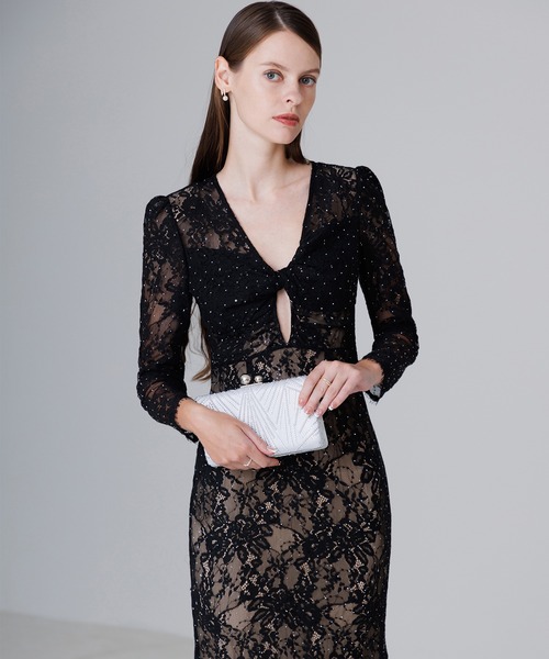 【美品】Leja パーティドレス　レース Leja（レジャ） ドレス 「LEJA」2wayレース花柄オフショルダー