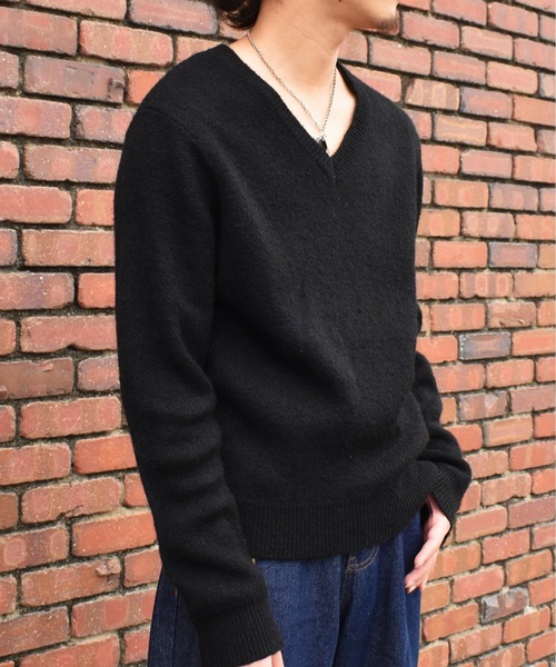 50's Vネックブラックモヘアニット　セーター　ビンテージ　黒 Noen（ノエン） セーター ニット モヘアVネックニット メンズ