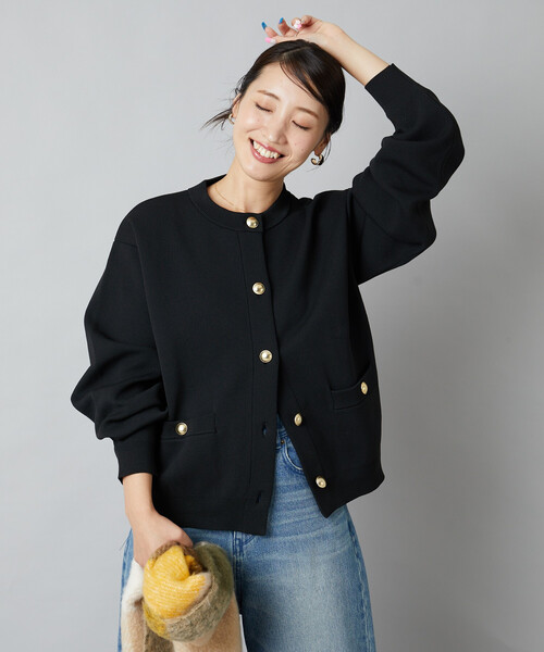 【ほぼ未使用✨】L'Appartement 金ボタンカーディガン　近年モデル　黒 FREAK'S STORE（フリークスストア） カーディガン 限定展開 金ボタン