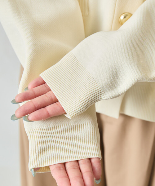 極美品　 SANDRO　カーデガン　白　金ボタン　ケーブルニット 2022 FREAK'S STORE（フリークスストア） カーディガン 限定展開 金ボタン