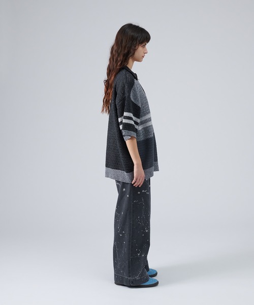 「ONCILY」 半袖ニット MEDIUM グレー メンズ_画像9