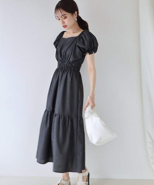 「BLUEEAST」 半袖ワンピース MEDIUM ネイビー レディース_画像6