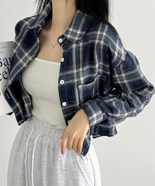 エパレッタ ショート シャツ グレー系チェック p26235-u.jpg