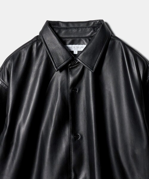 HAROLD'S GEAR レザー製黒長袖シャツ Mサイズ HAROLD'S GEAR レザー製
