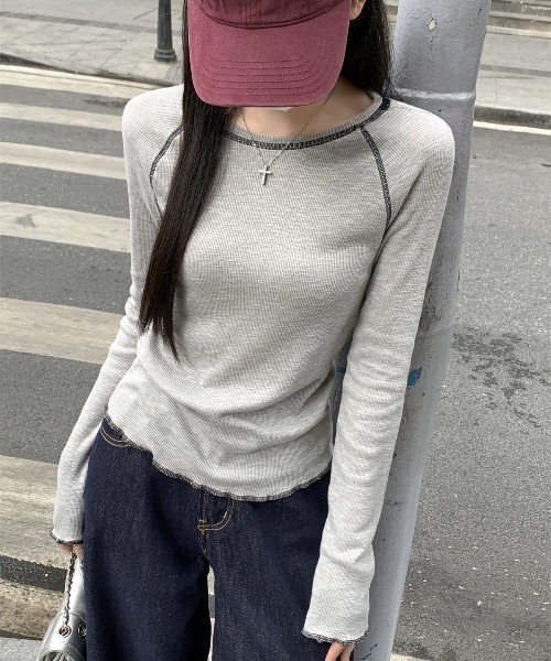 たか様確認用 tシャツ ステッチデザイングレーカットソー レディース : ZOZOTOWN