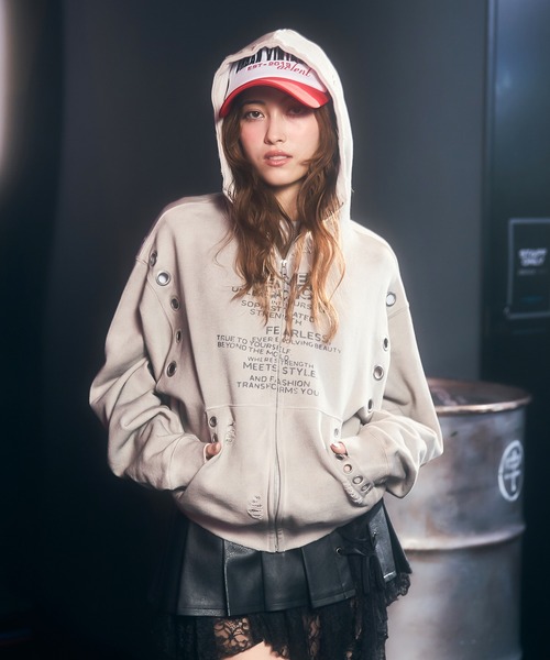 アイレットディティールジップフーディー　アクレント ACLENT（アクレント） パーカー アイレットディティールジップ