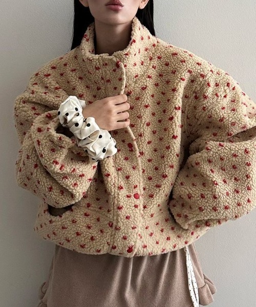 GEMEDA ブルゾン アウター 「秋冬新作」ドットボアジャケット