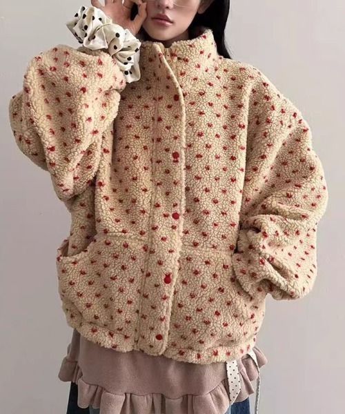 GEMEDA ブルゾン アウター 「秋冬新作」ドットボアジャケット