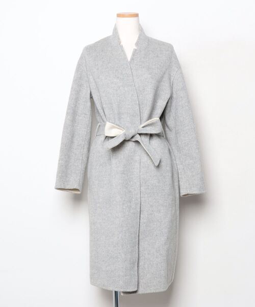 UNITED ARROWS ライトグレーノーカラーウールコート 36サイズ UNITED ARROWS（ユナイテッドアローズ） ノーカラーコート 36 グレー