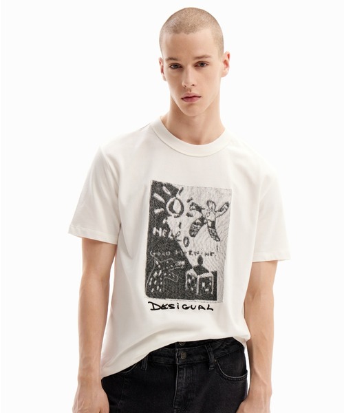 「Desigual」 半袖Tシャツ M ホワイト メンズ_画像7