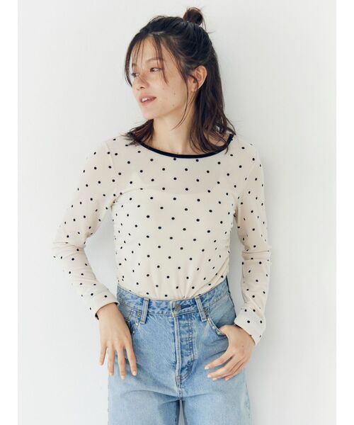 Ungrid（アングリッド） tシャツ バックオープンドットシアーベロア