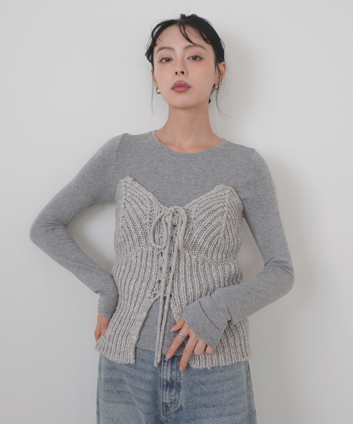 LIAN（リアン） キャミソール レースアップニットビスチェ : ZOZOTOWN