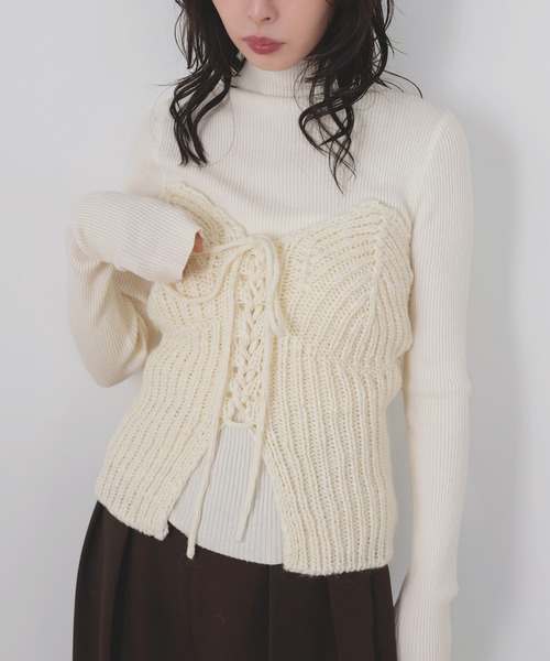 新品未使用 タン TAN ニットビスチェ トリミングキャミ STYLEMIXER | アメスリニットビスチェ (キャミソール ) |SHEL'TTER