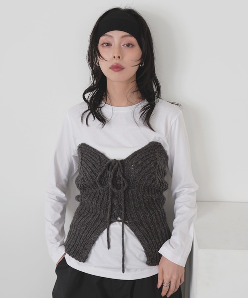 LIAN（リアン） キャミソール レースアップニットビスチェ : ZOZOTOWN