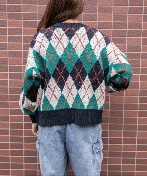 ニット セーター 「レトロカレッジ」レディース アーガイル柄ニット