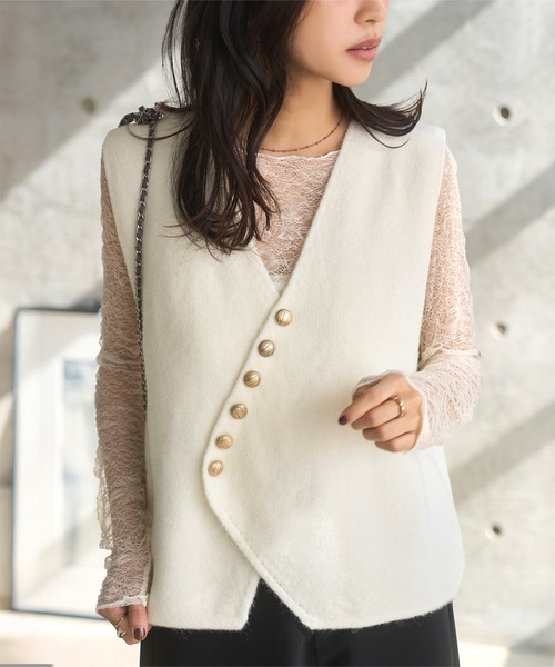 KOBE LETTUCE（神戸レタス） ベスト ジレ ゴールドボタンニットベスト