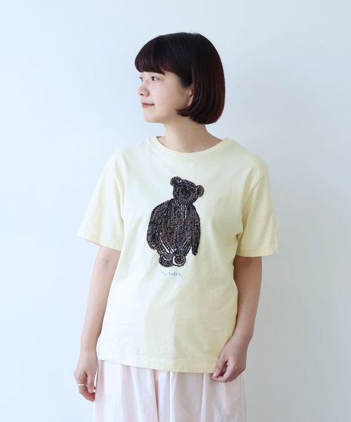 bulle de savon（ビュルデサボン） tシャツ くまのぬいぐるみ刺繍T