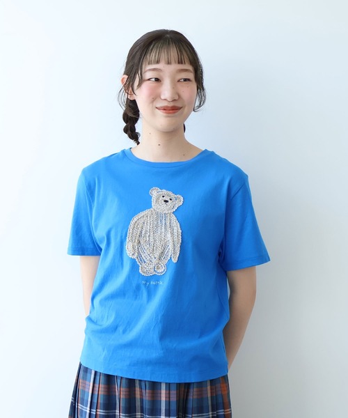 bulle de savon（ビュルデサボン） tシャツ くまのぬいぐるみ刺繍T