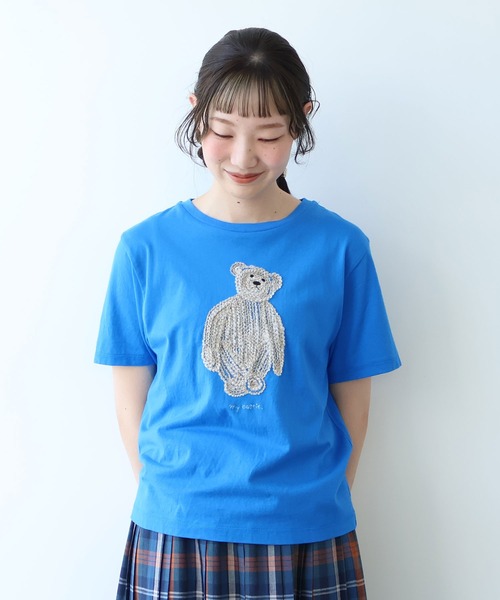 bulle de savon（ビュルデサボン） tシャツ くまのぬいぐるみ刺繍T